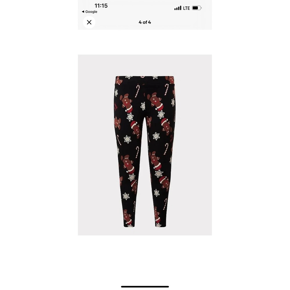 Torrid Black Oh Snap Gingerbread Christmas Holiday Leggings Plus Size - Picture 1 of 7